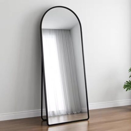 Black Arched Full Length Standing Mirror 150 x 40 cm
