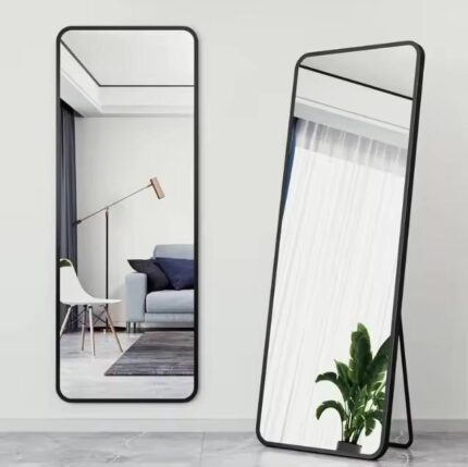 Black Rectangular Full Length Standing Mirror 152 x 42 cm