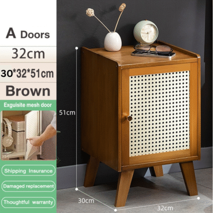 BAMBOO BEDSIDE TABLE WITHNRATTAN DESIGN DOOR